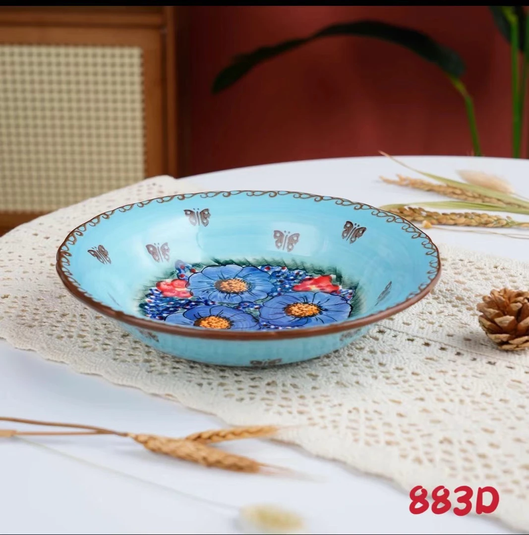 西里西亚8英寸手绘釉下彩拌面盘，5色可选