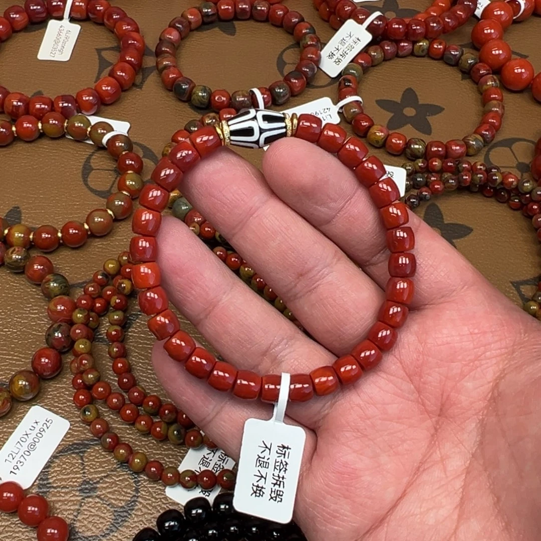 南红玛瑙未镶嵌手链瓦西锦红7mm