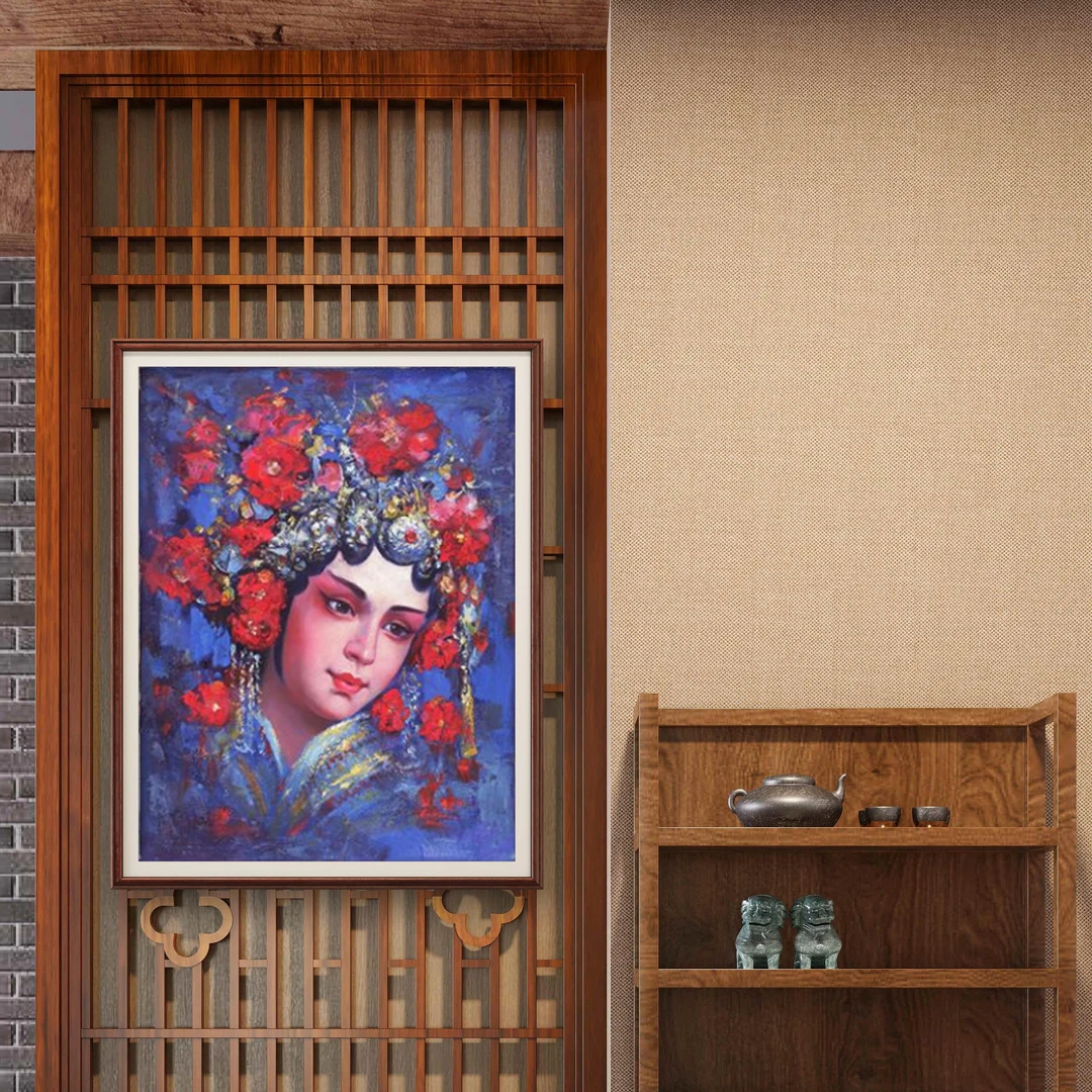 【张俊龙】京剧戏曲人物原创油画茶室客厅办公室茶室装饰画