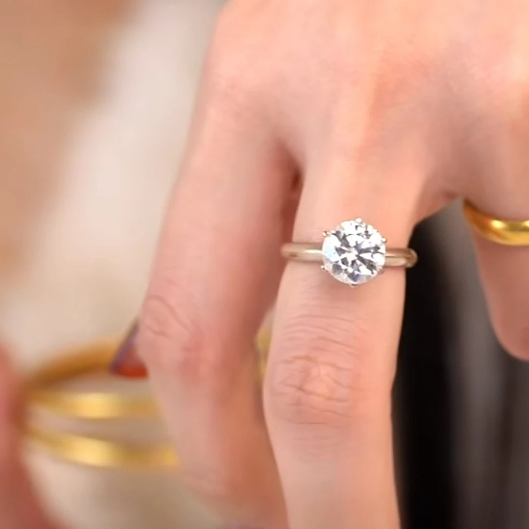 足银戒指 3克拉纯银莫桑石女款高级感指环求婚礼物潮