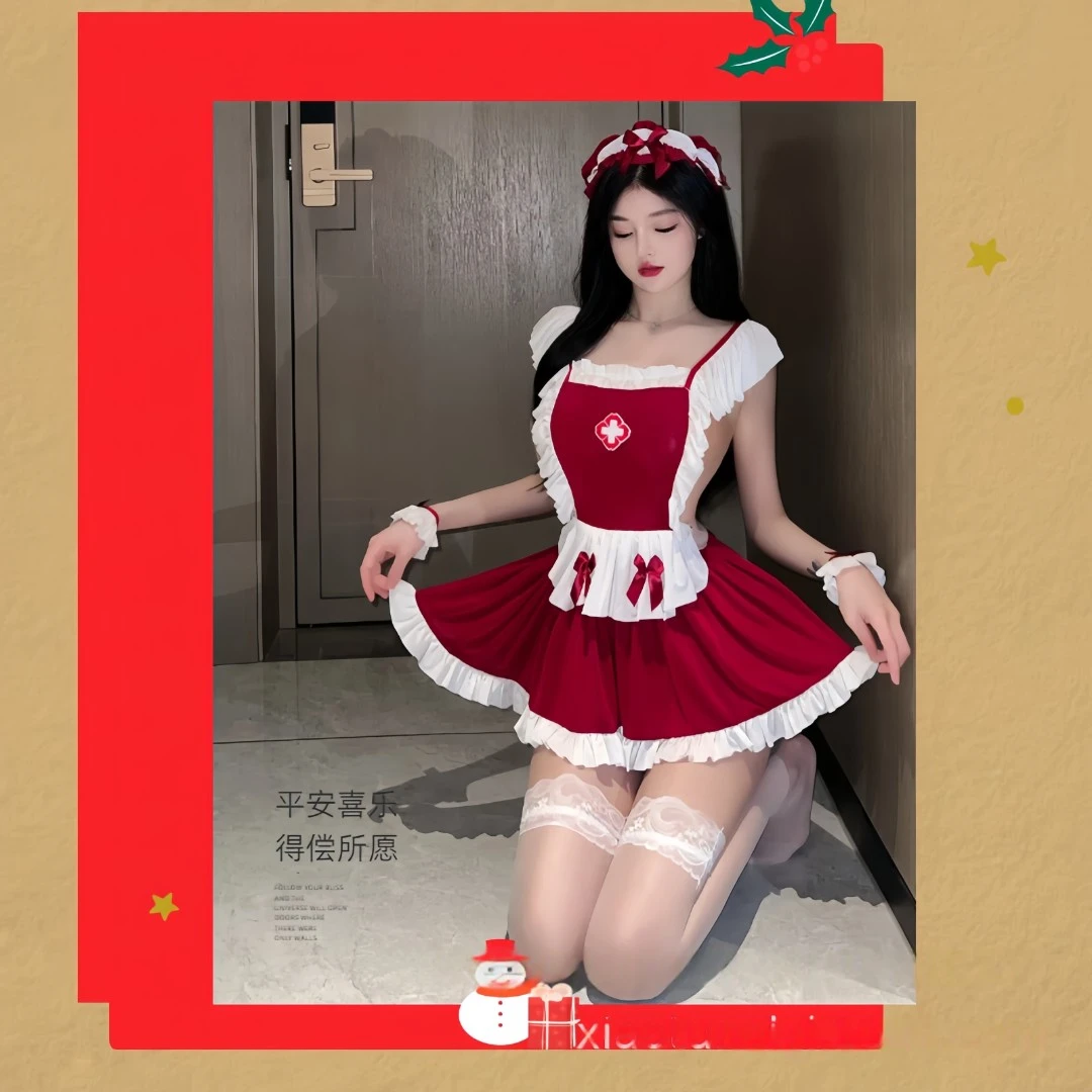 【~甜系红韵・lulu风短款睡裙~】甜美风短款成人睡裙红色lulu风森系