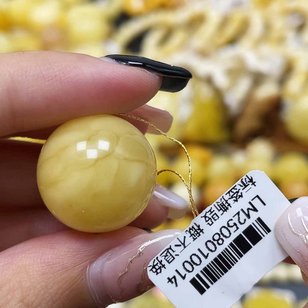 琥珀未镶嵌裸石19.4mm圆珠蜜蜡