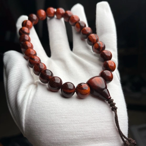 稀有·小叶紫檀黑飘红12/13·24颗糖蜜手持，一物一拍