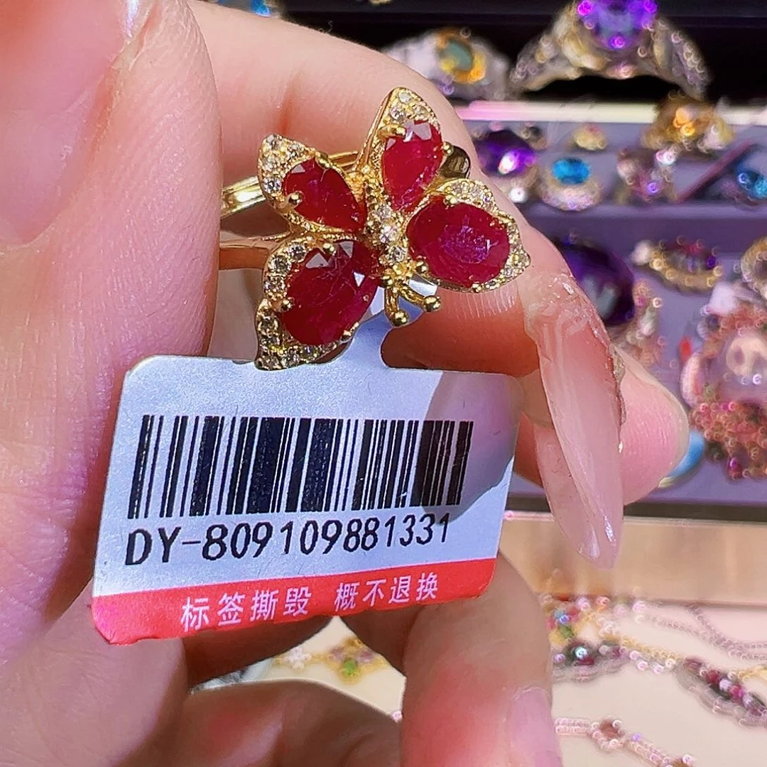 红宝石银S925镶嵌红宝石喜**?