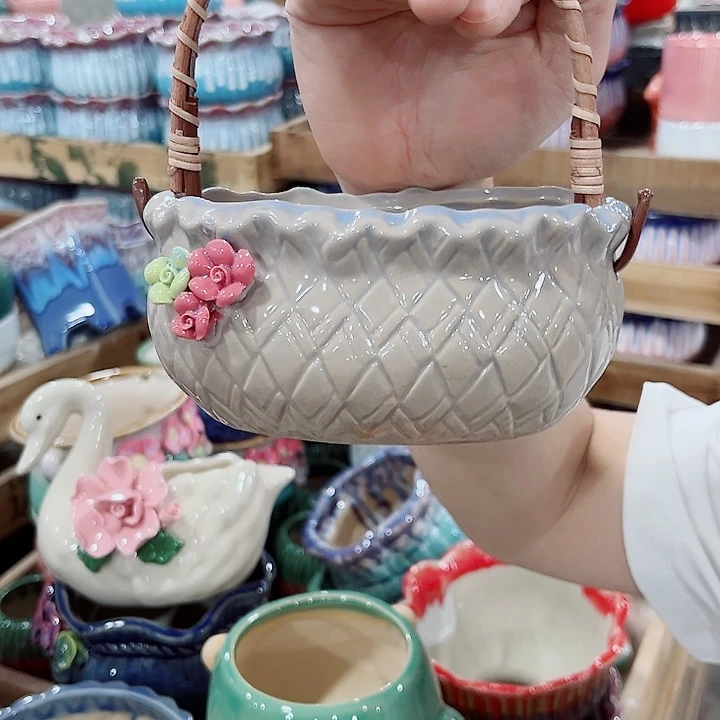 有孔.凑单10元陶瓷花盆发货！