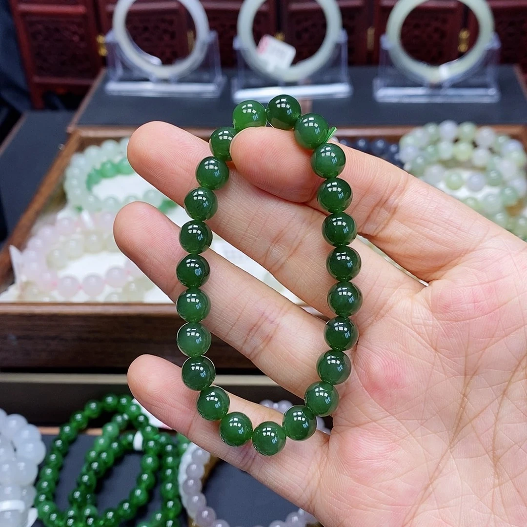 和田玉手串未镶嵌碧玉8
