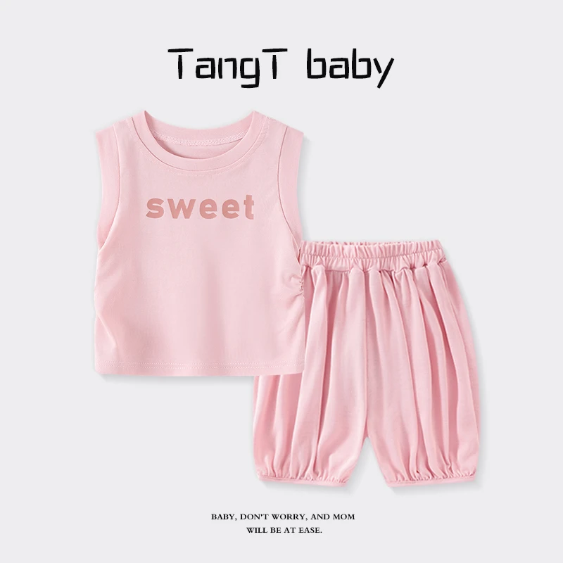 婴幼儿夏季无袖套纯色多款字母印花柔软亲肤周末婴幼儿夏天衣服