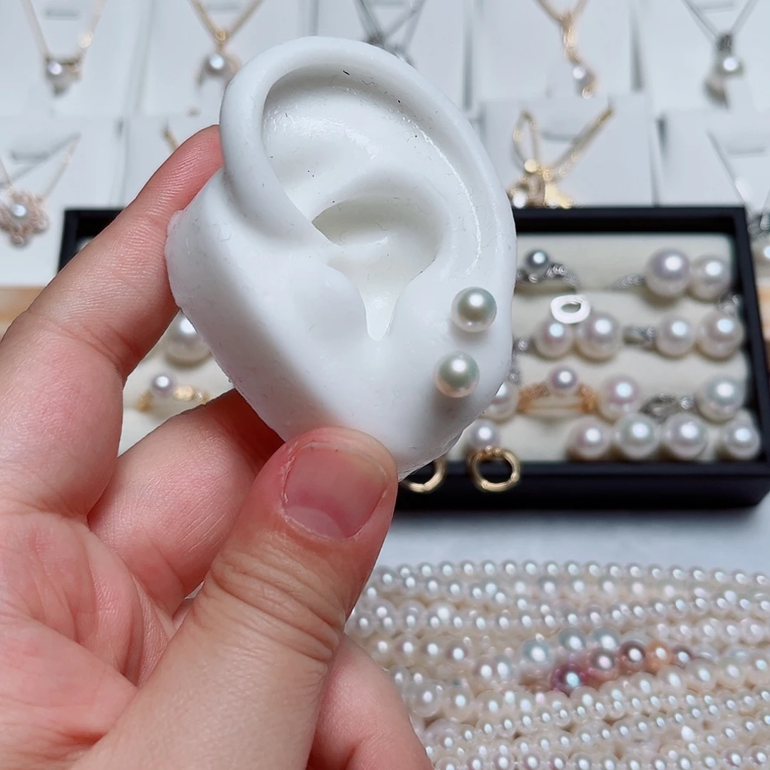 银S925镶嵌耳饰淡水珍珠