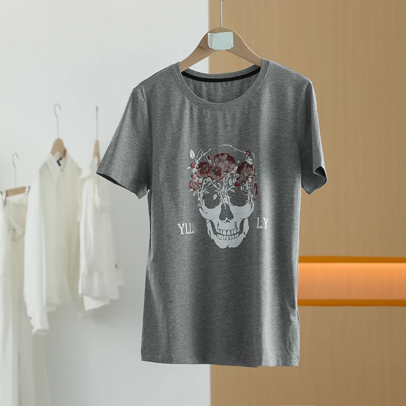 【唐长老自营】货号4742女装夏新款灰色轻熟运动风慵懒T恤M