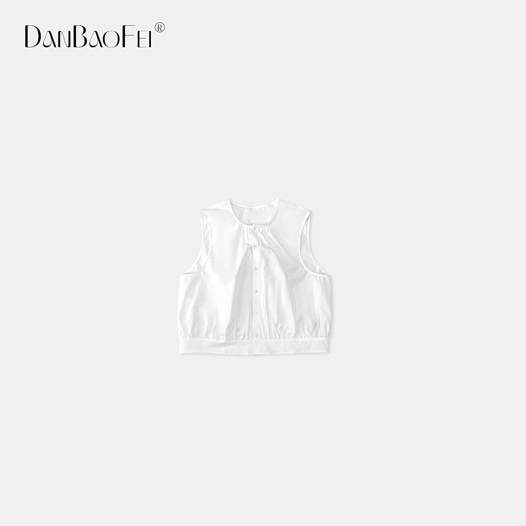 简约高级感圆领外穿叠搭无袖背心衬衫 YLM00757