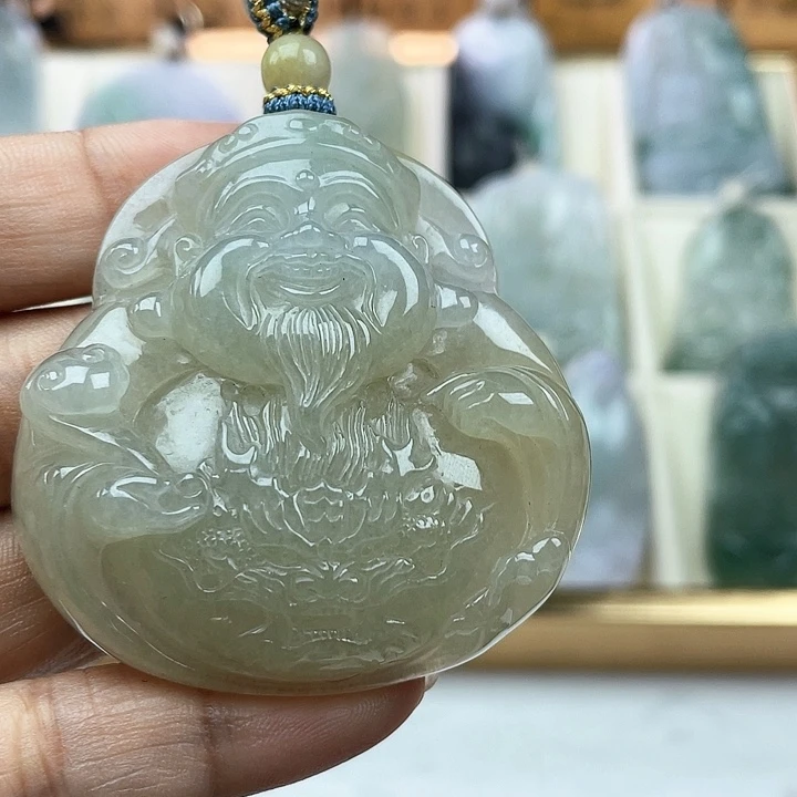 翡翠未镶嵌颈饰天然翡翠A货黄财神