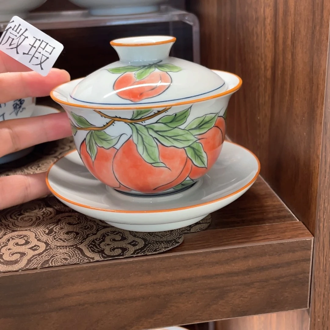 釉下手绘茶具微瑕