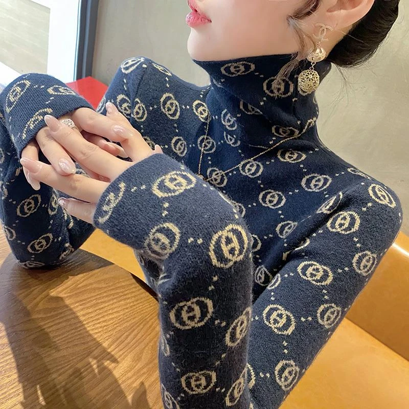 高领毛衣女打底衫秋冬洋气时尚2024年新款爆款显瘦针织衫女士内搭