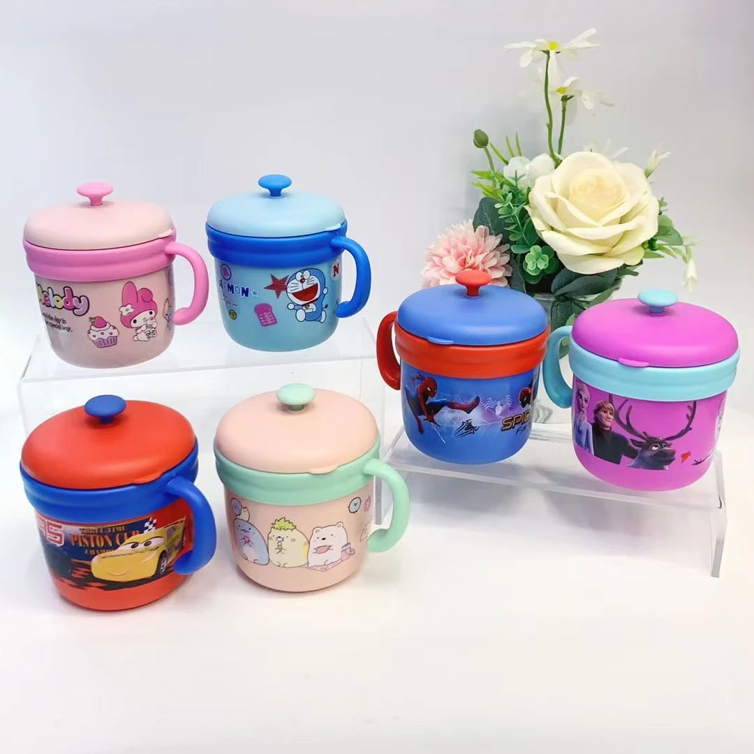 可爱儿童汤杯水杯304不锈钢防漏手柄杯防烫幼儿园食品级水杯