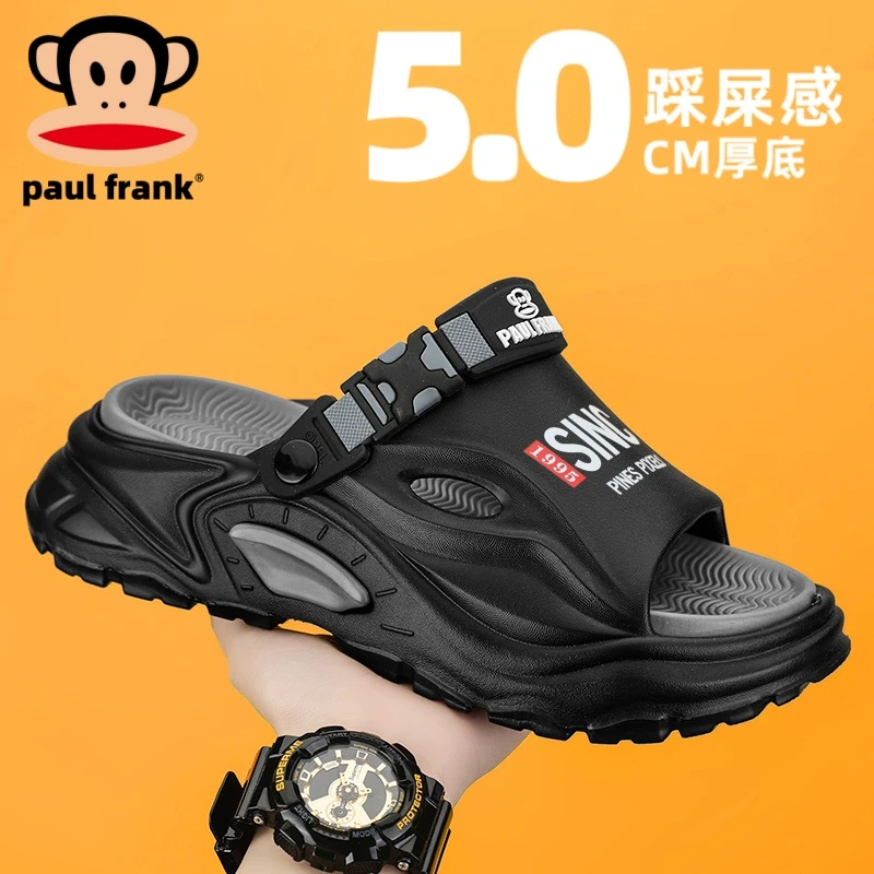 大嘴猴开车两用防滑凉拖男士外穿软底一字拖潮流踩屎感运动沙滩鞋