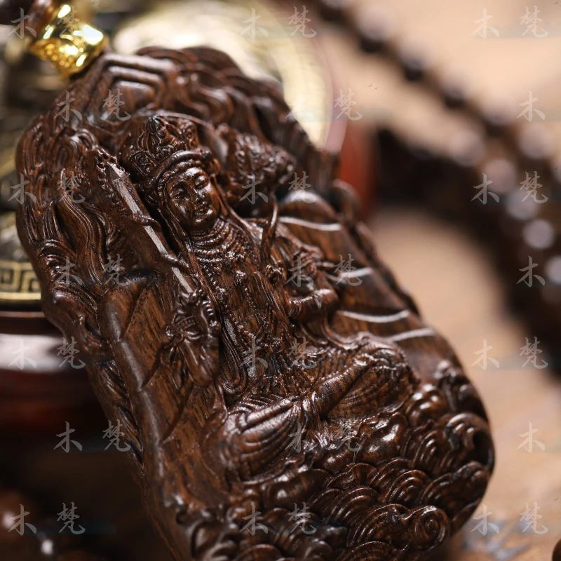 越南沉香木【牛虎5/8虚空藏菩萨】双面立体雕刻手工匠心