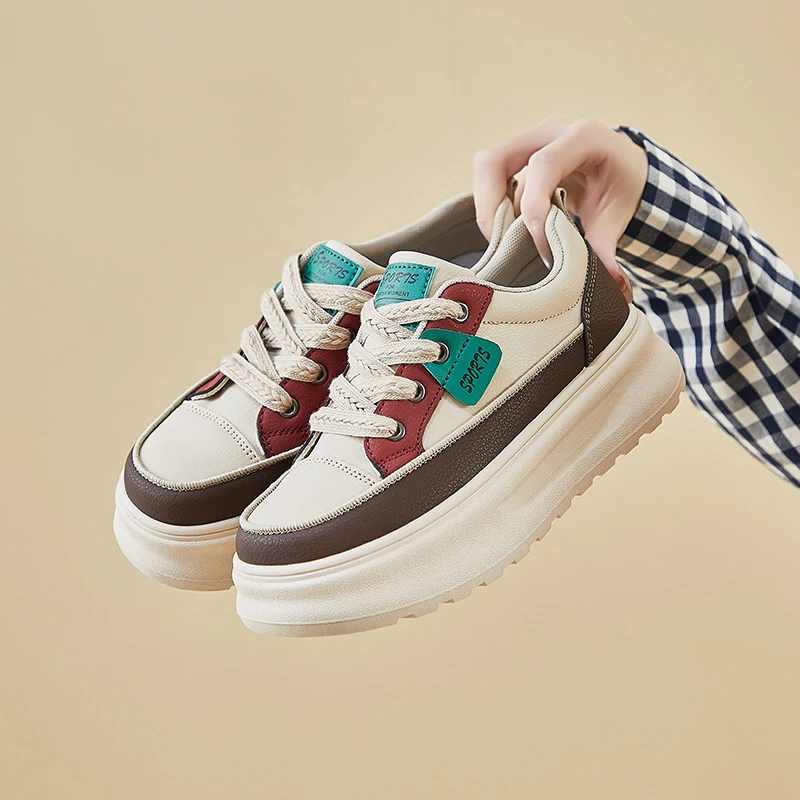 百搭厚底交叉绑带板鞋时尚休闲鞋休闲鞋复古小白鞋韩版鞋子女生