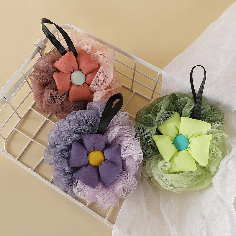 新款可爱高颜值沐浴球沐浴球双拼花朵超柔软不散卡通沐浴花球