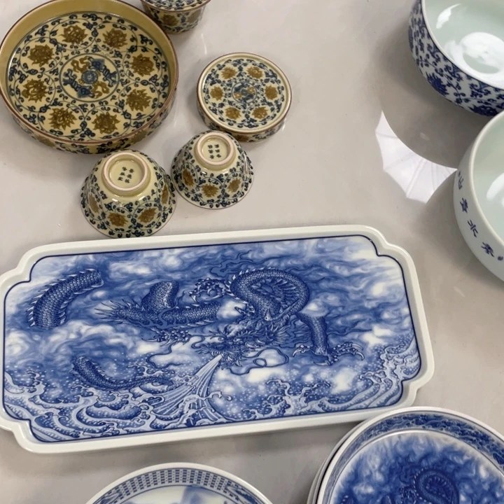 瓷片景德镇青花腌制蓝龙干炮台