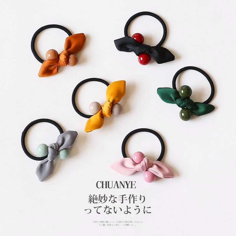 韩国简约蝴蝶结少女皮筋扎头发绳发圈高弹力头绳网红发饰轻奢精致