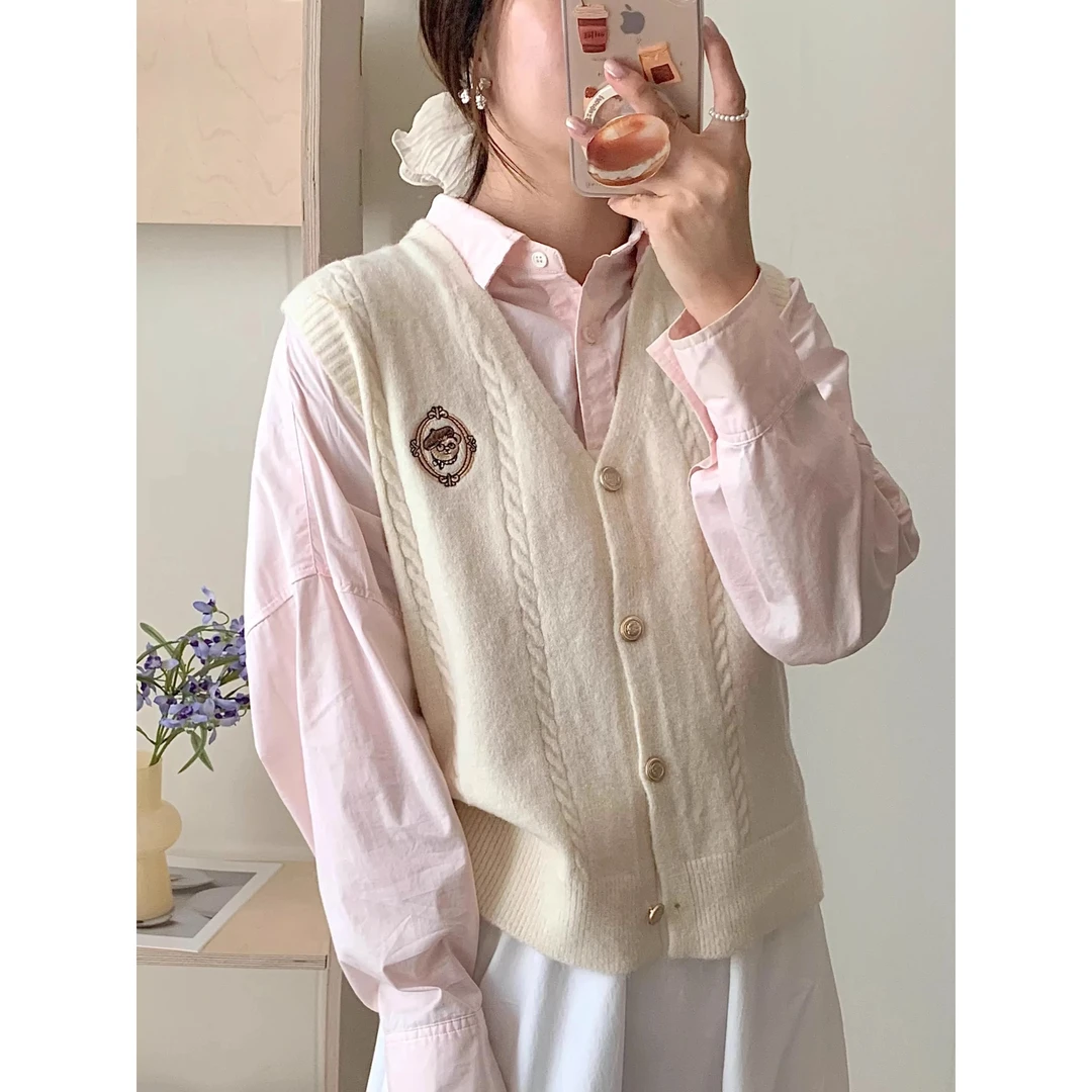 【251-300】衬衫叠穿马甲女款2025新款v领针织背心春秋无袖毛衣马夹