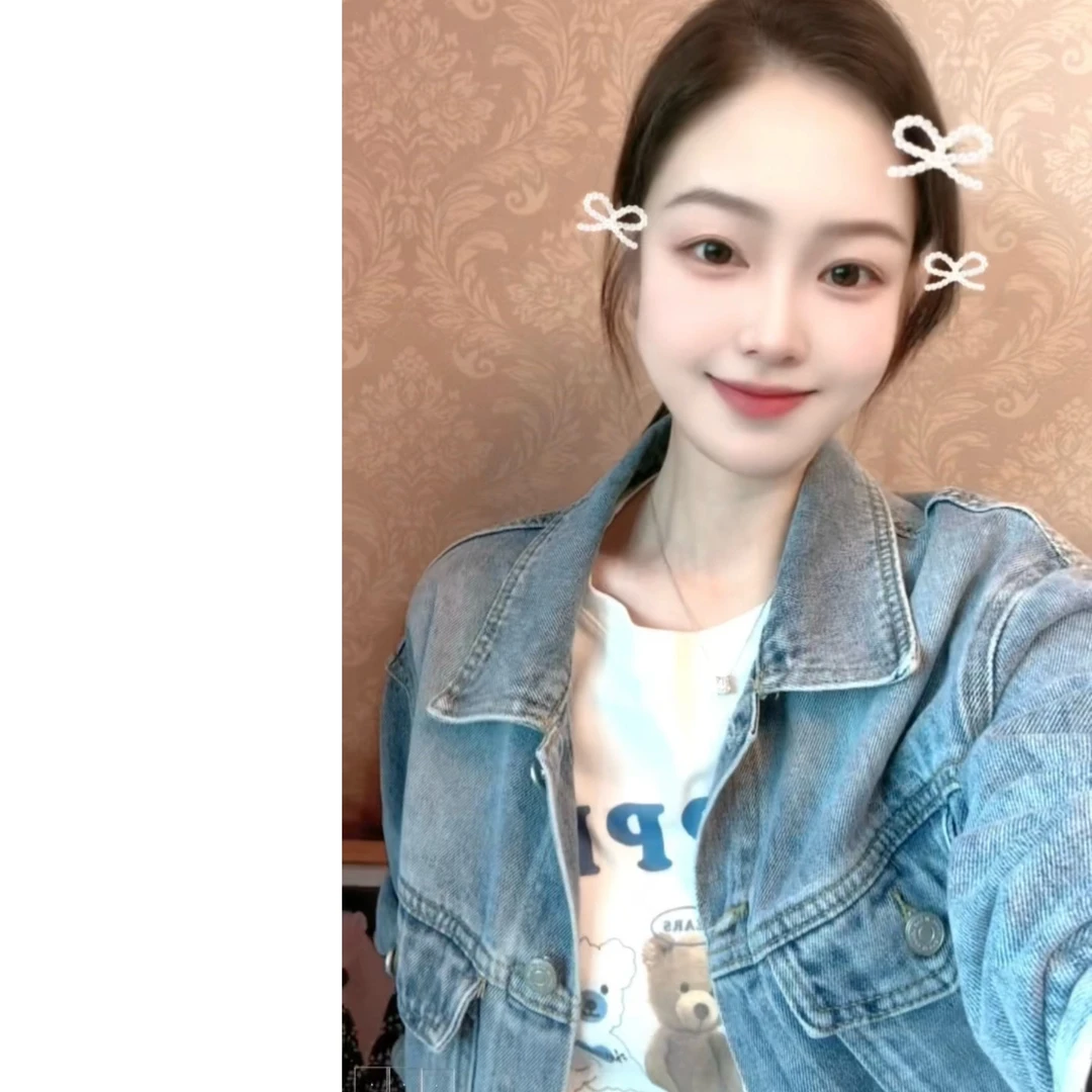 BINGQING➕  春   蕾丝休闲牛仔外套~