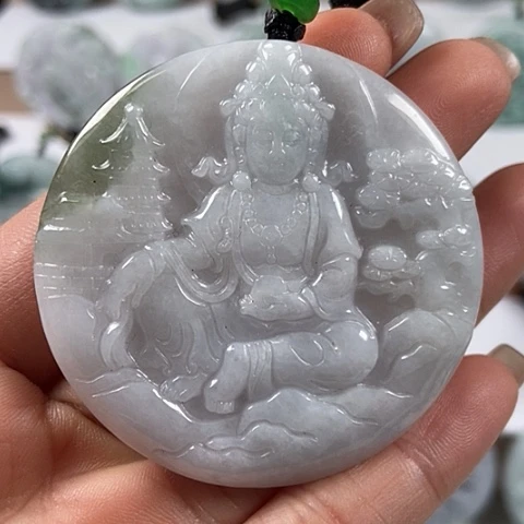翡翠颈饰未镶嵌山水观音福利