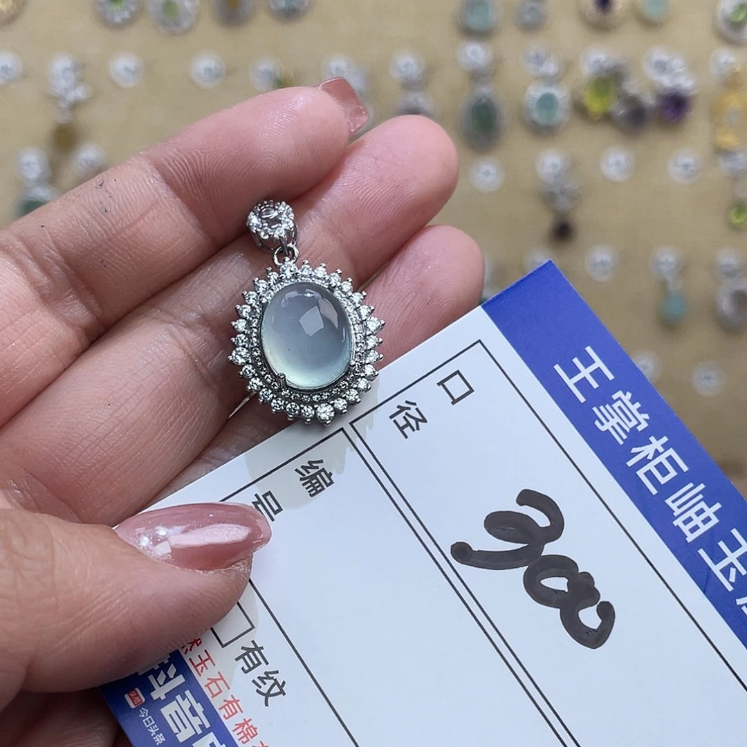 岫玉银S925镶嵌吊坠吊坠