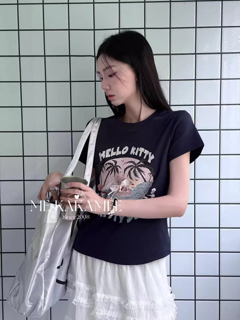【钱呼呼】2025夏季新款正肩小版型修身T恤 韩系可爱女