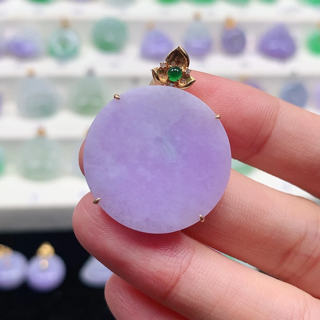 颈饰18K金镶嵌翡翠翡翠吊坠