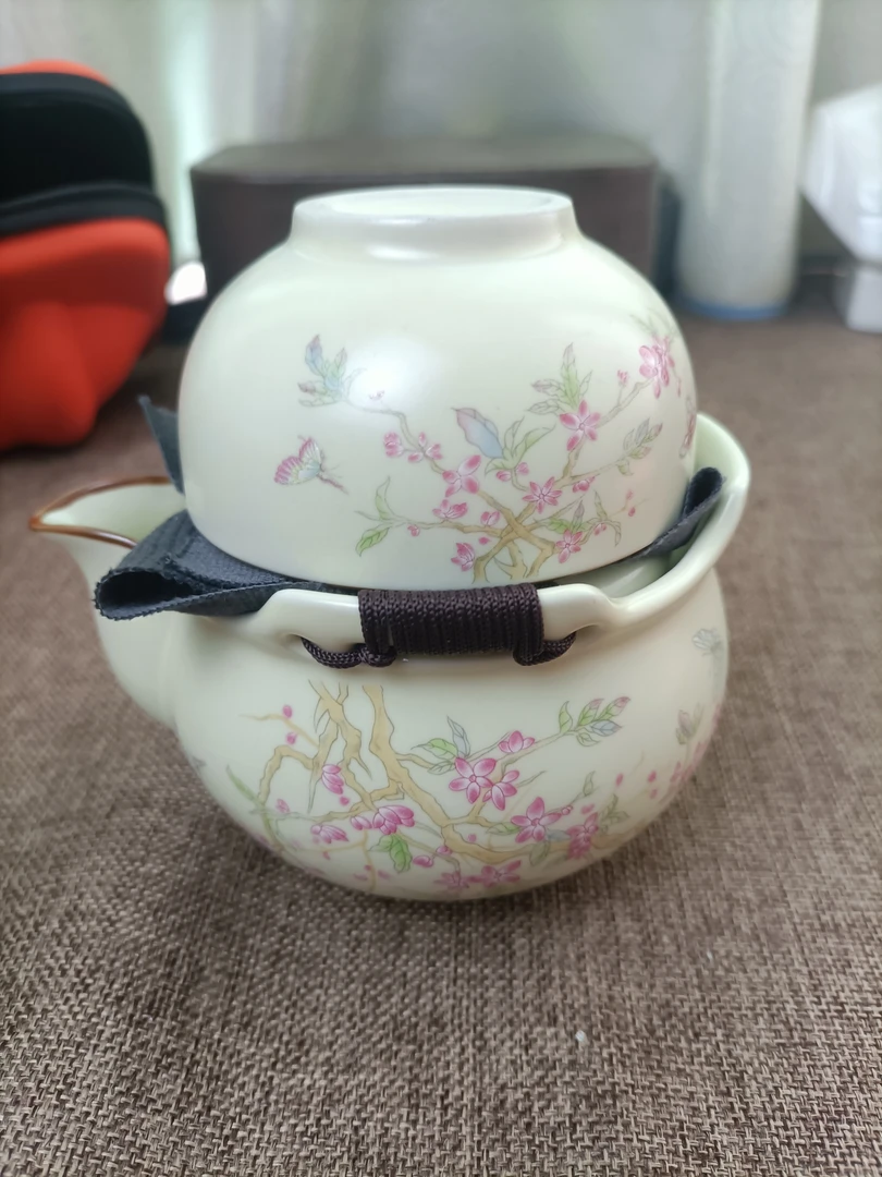 米黄汝窑手抓壶盖碗女士茶具一壶三杯防烫泡茶碗茶杯茶盘功夫茶具