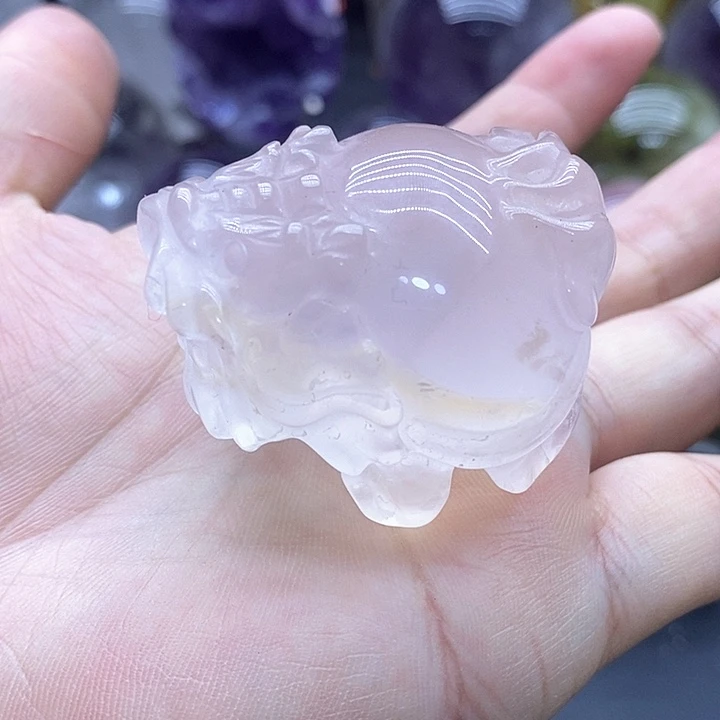 紫晶大型摆件（非配饰）未镶嵌6136粉水晶龙龟
