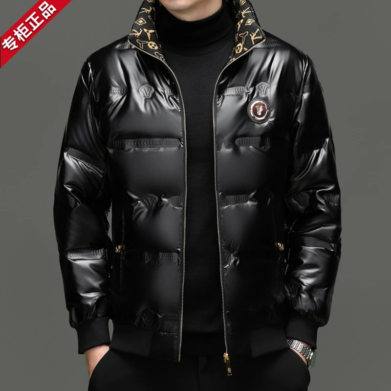 海外专柜欧洲站巴家高档男士羽绒服秋冬季新款时尚潮流立领外套男