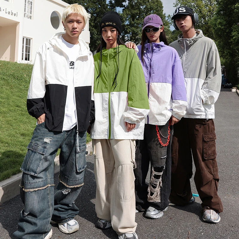 冰丝防晒衣男士夏季薄款户外透气夹克连帽休闲外套男女同款防晒服