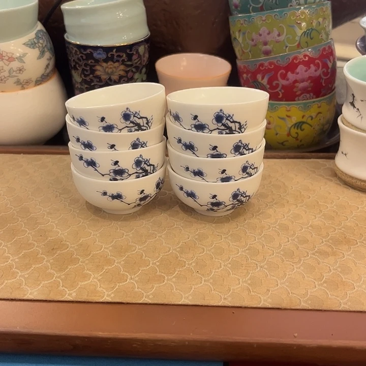 瓷片陶瓷单杯微瑕8个梅花