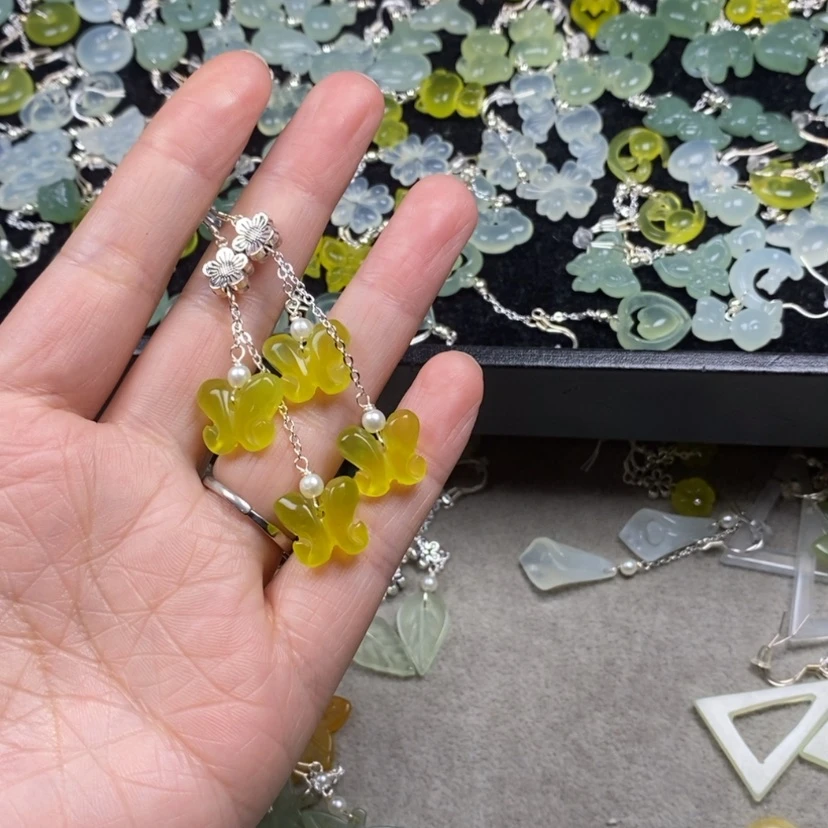 【闪购商品】蛇纹石玉挂件耳饰耳环项链未镶嵌雪****）