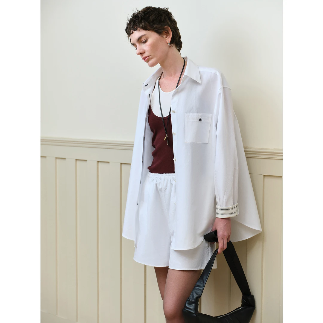 MARIUS“云游套”oversize落肩廓形老钱风衬衫三件套短裤