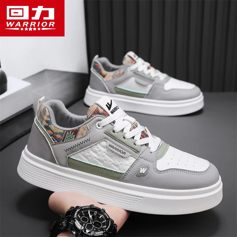 回力男鞋冬季2025新款皮面透气百搭厚底板鞋青少年软底休闲运动鞋