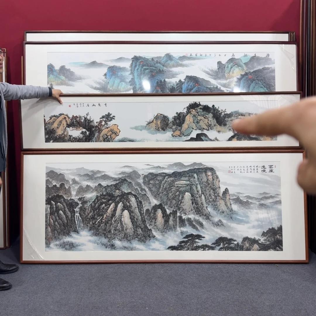 国画手绘作品带框