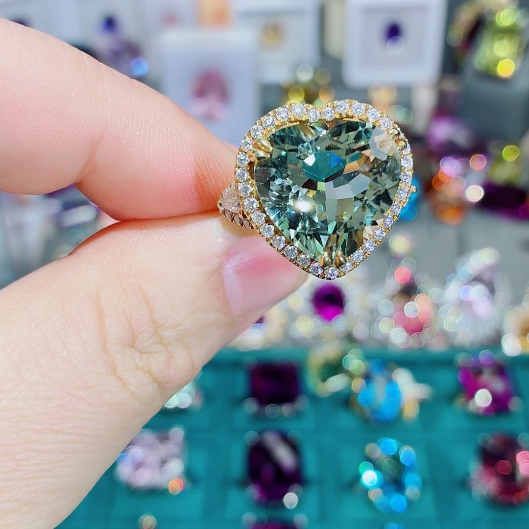 戒指银S925镶嵌绿水晶