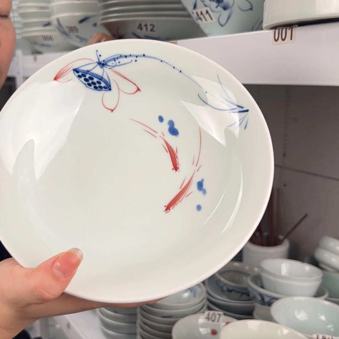 中瑕手绘画鱼8寸明式古碗（单只装）