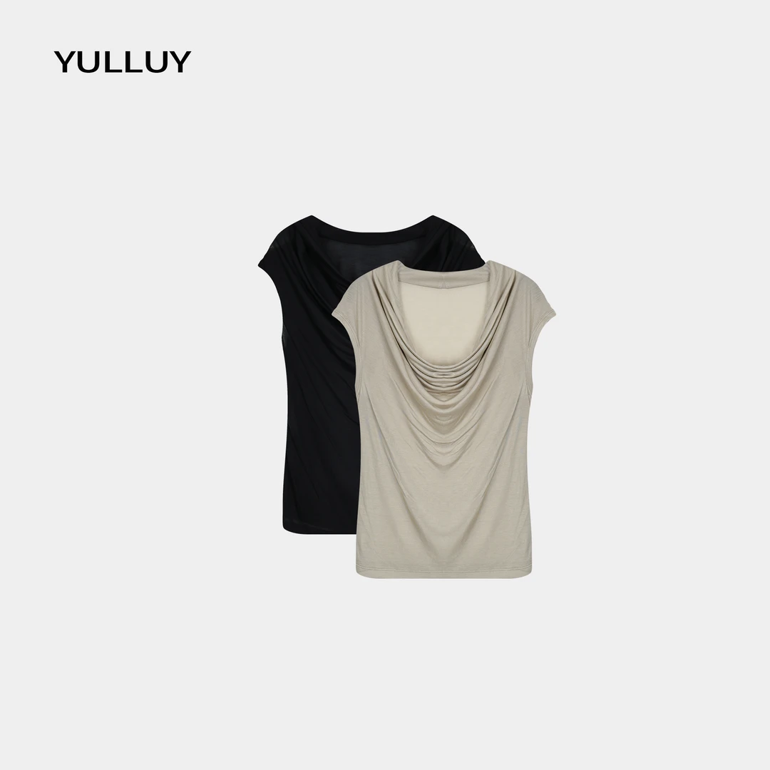 YULLUY【100%天丝无袖荡领T恤】春夏无袖荡领T恤25SSD1029