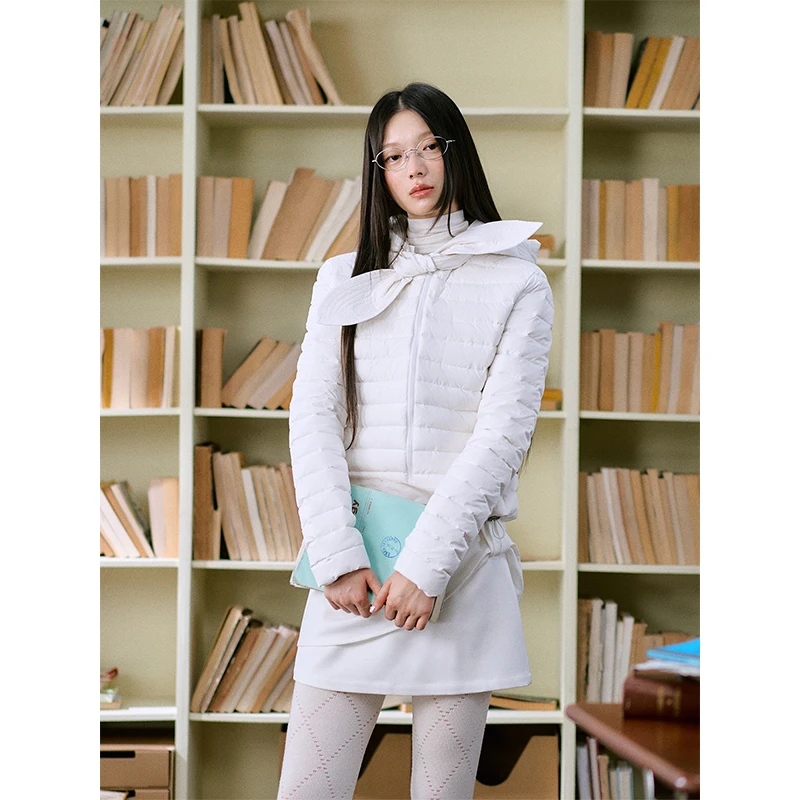 【LaluneDuCiel】年终狂欢季90白鸭绒白色保暖连帽外套女LSYR00630