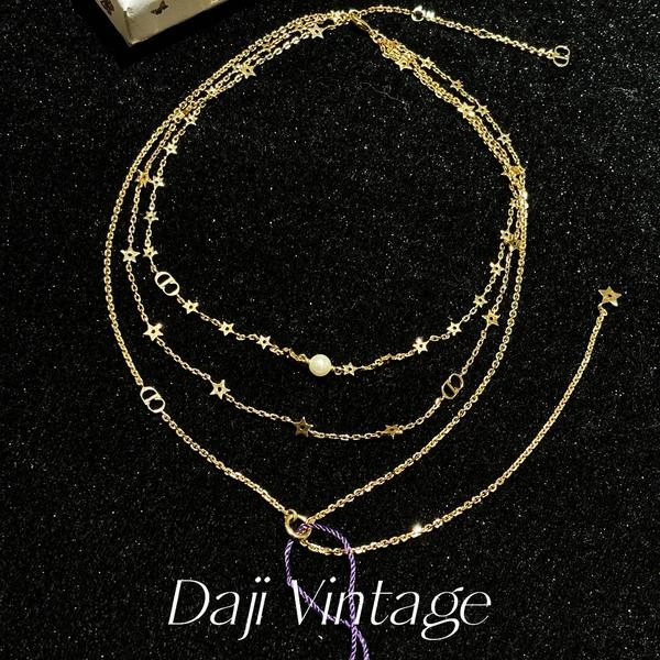 大吉中古/Dior迪奥三层星星珍珠cd金色项链