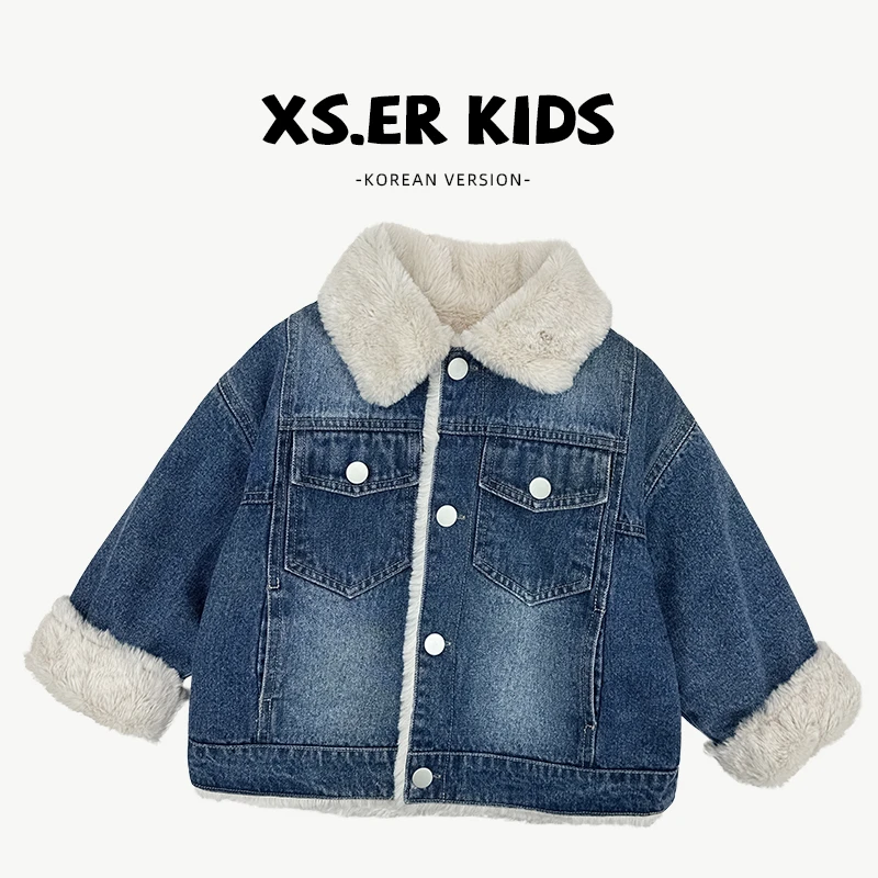【小首尔】原版-现货冬季男童韩版加绒牛仔外套HBB4325