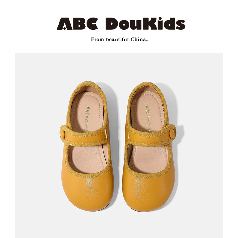 ABC Doukids女童皮鞋2025春季新款韩版百搭公主鞋魔术贴儿童单鞋