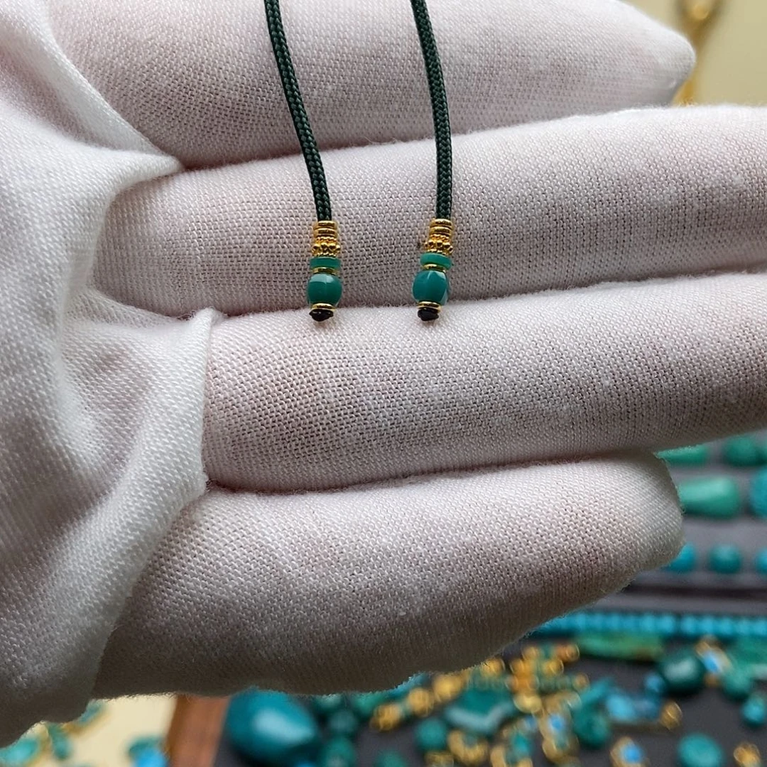 绿松石18K金镶嵌绿松石配饰h