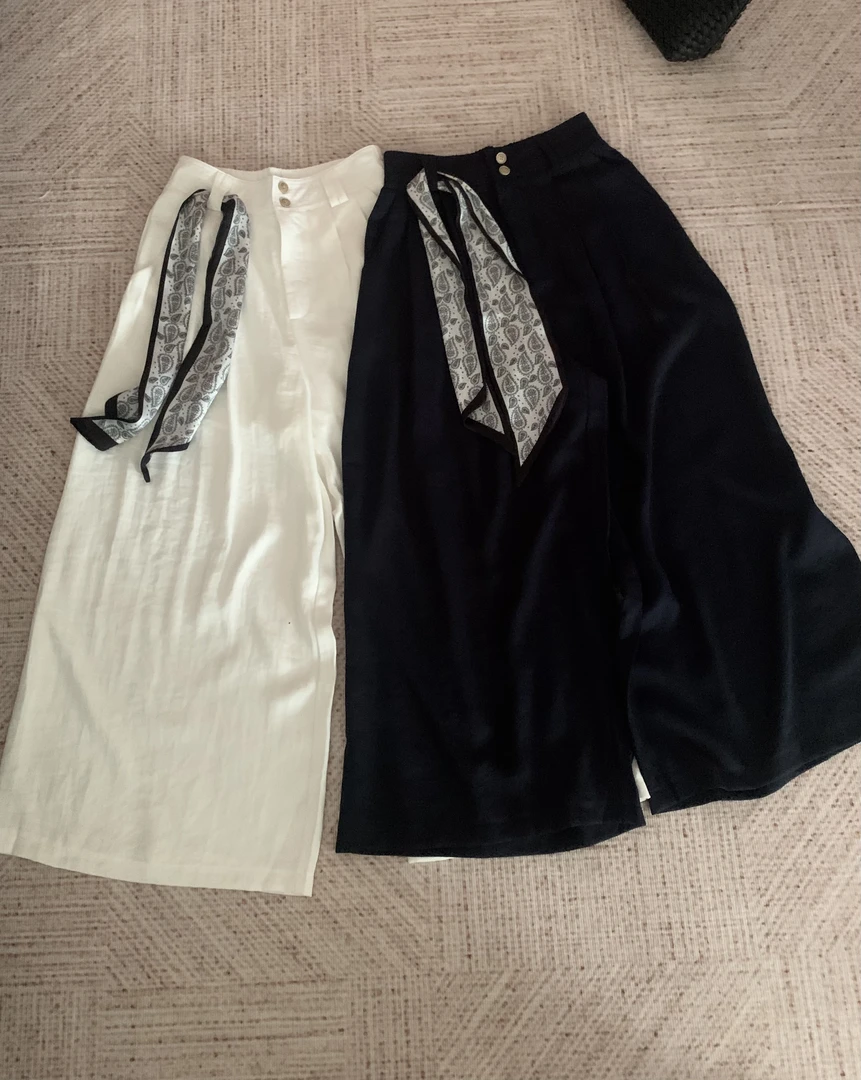 高腰口袋INS风夏季休闲裤蕾丝韩版富家千金风