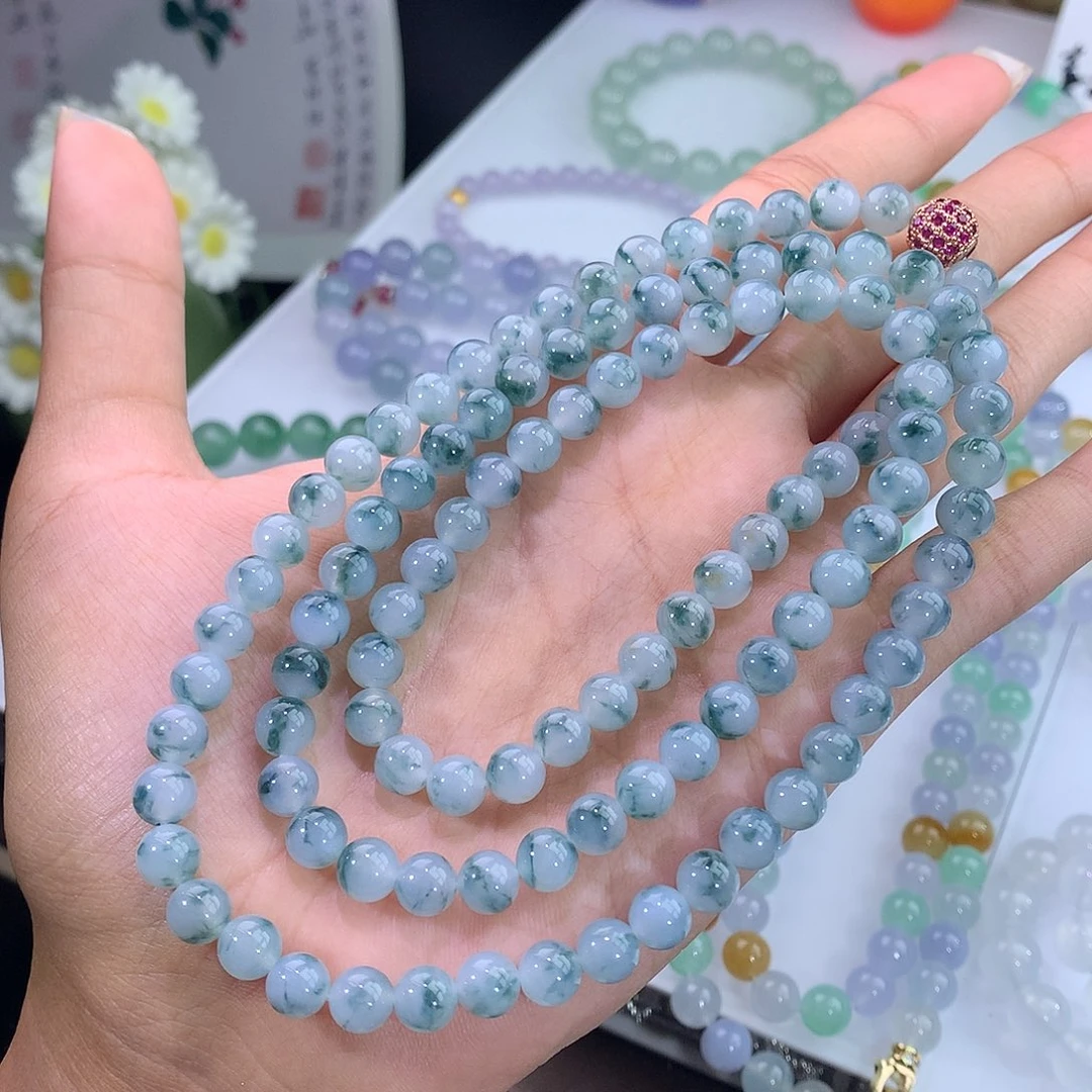 未镶嵌手链翡翠飘蓝花项链