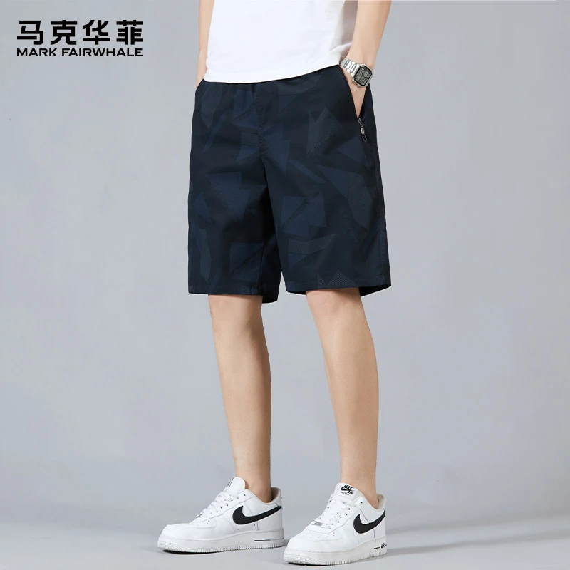 马克华菲夏季薄款纯棉休闲短裤男士2025新款宽松潮牌运动五分裤子
